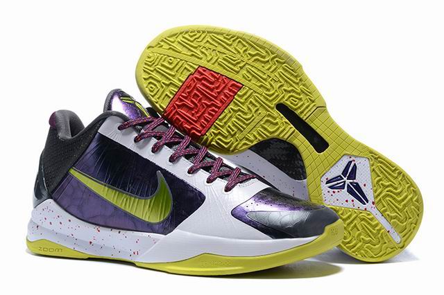 Nike Kobe 5 Men's Basketball Shoes Purple White Green-02 - Click Image to Close
